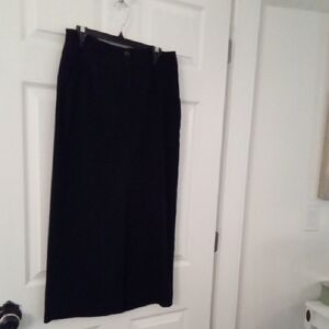 Liz Claiborne Women's Black Faux Suede Front Slit Black Maxi Skirt Size 6